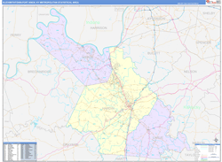 Elizabethtown-Fort Knox Metro Area Wall Map Color Cast Style 2024